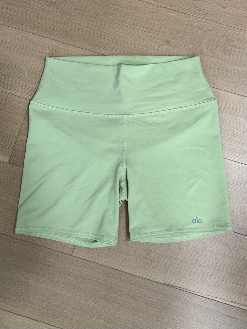 ALO Yoga High-Waist Bike Shorts in Mint Green